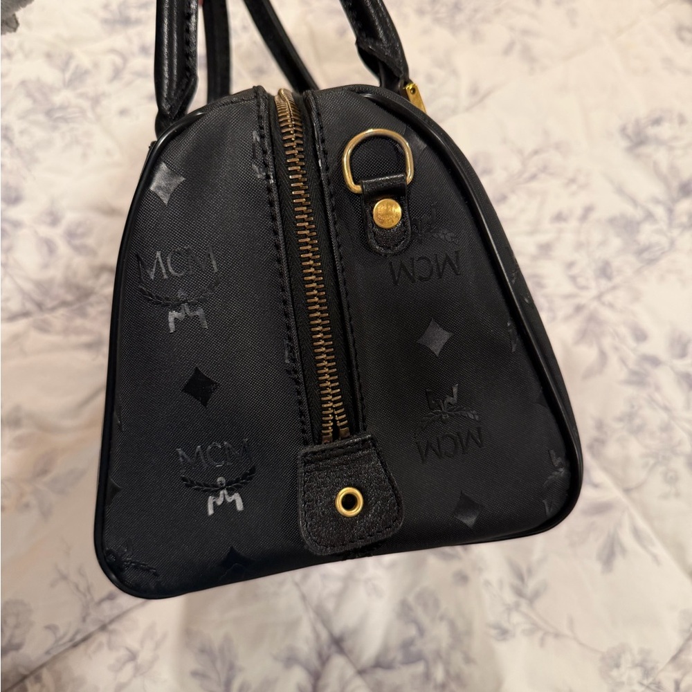 MCM Black Satchel Boston Bag with Gold Hardware - Picture 4 of 12